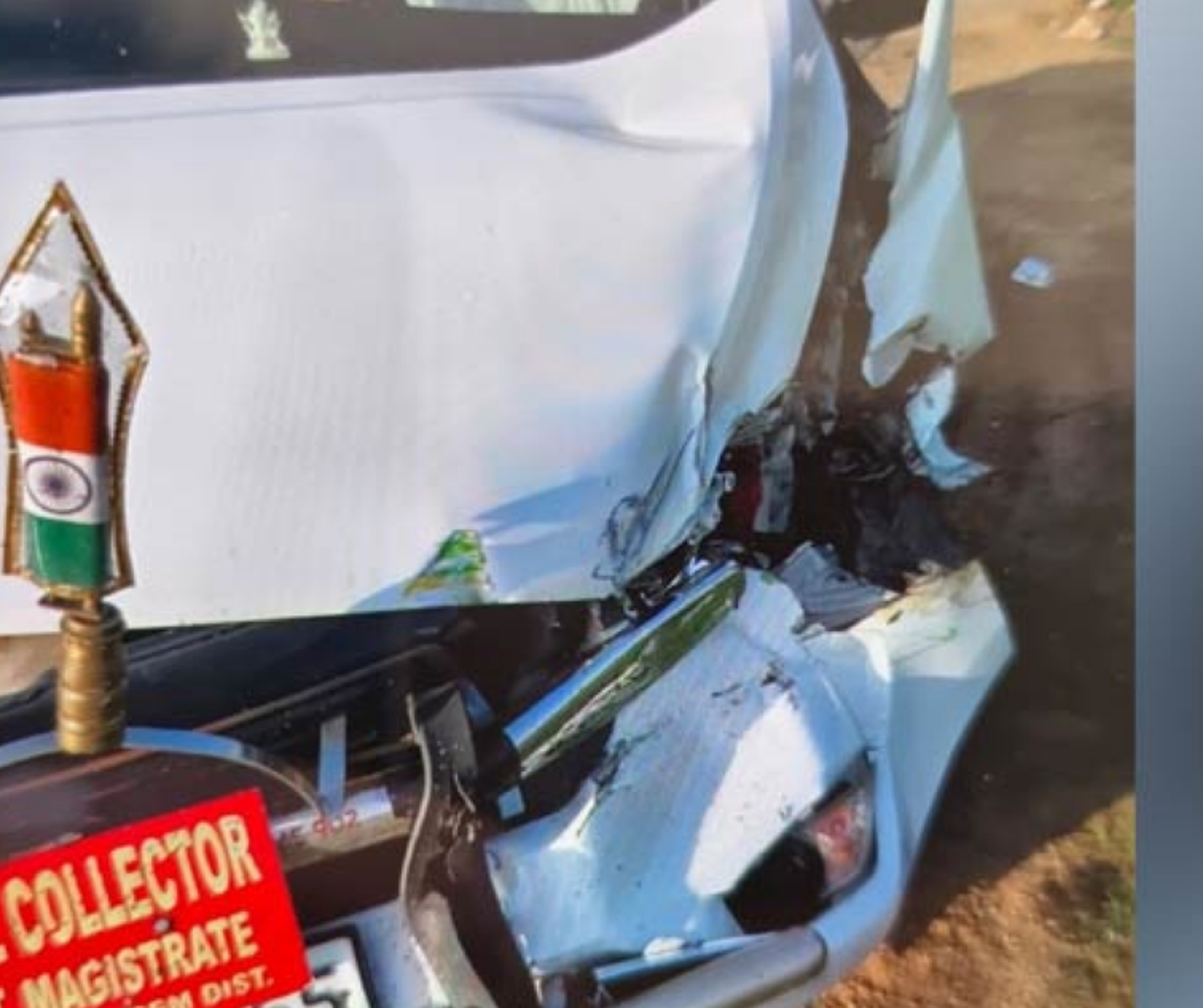 After a car and truck collision in Nalgonda, an additional collector from Kothagudem escapes unharmed. 