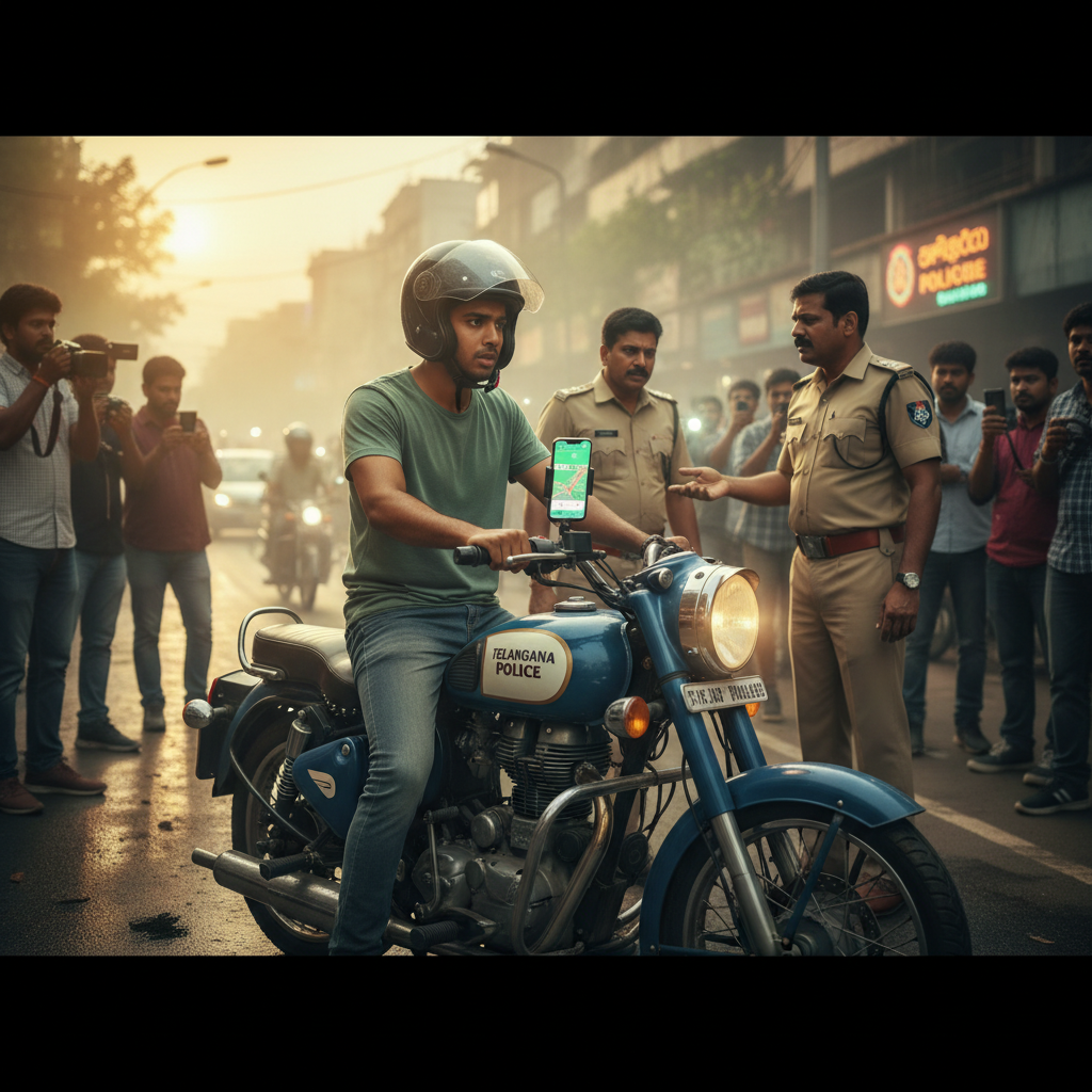 Telangana cop's son uses police bike for ride-hailing app; SI under investigation.
