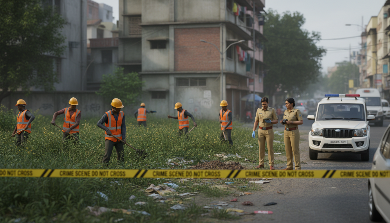 While cleaning a plot in Bengaluru, workers discovered the murder of a 28-year-old woman.